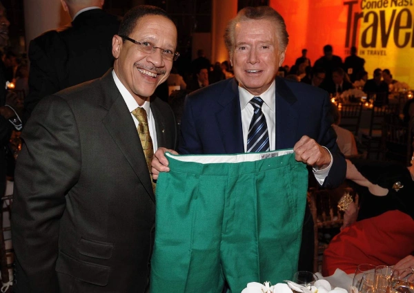 Presenting Regis Philbin with Bermuda shorts