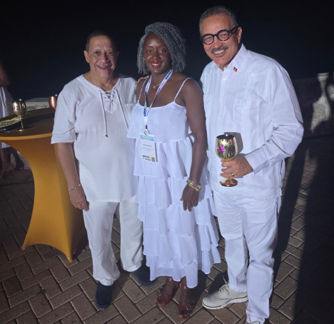 Maria Blackman, Marketing and Communications Manager, Hon. Charles ‘Max’ Fernandez, Minister of Tourism, Civil Aviation, Transportation and Investment, Antigua and Barbuda – SOTIC, Barbados, Sept 2025